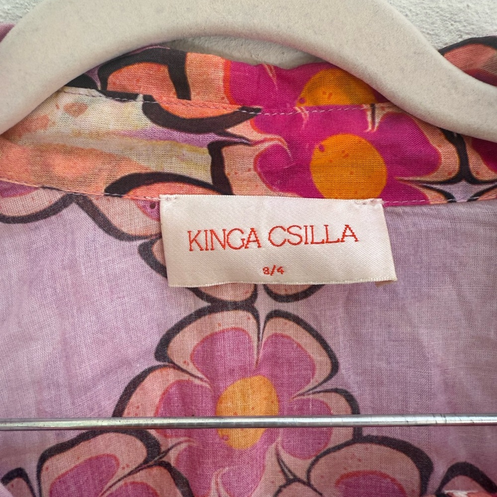 Free People Kinga Csilla Anuenue Lae Boyfriend Pink Rose Floral Shirt - Picture 4 of 7